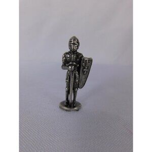 Miniature Metal Knight Infantry Figure Shield Sword Silver Fantasy Toy Soldier